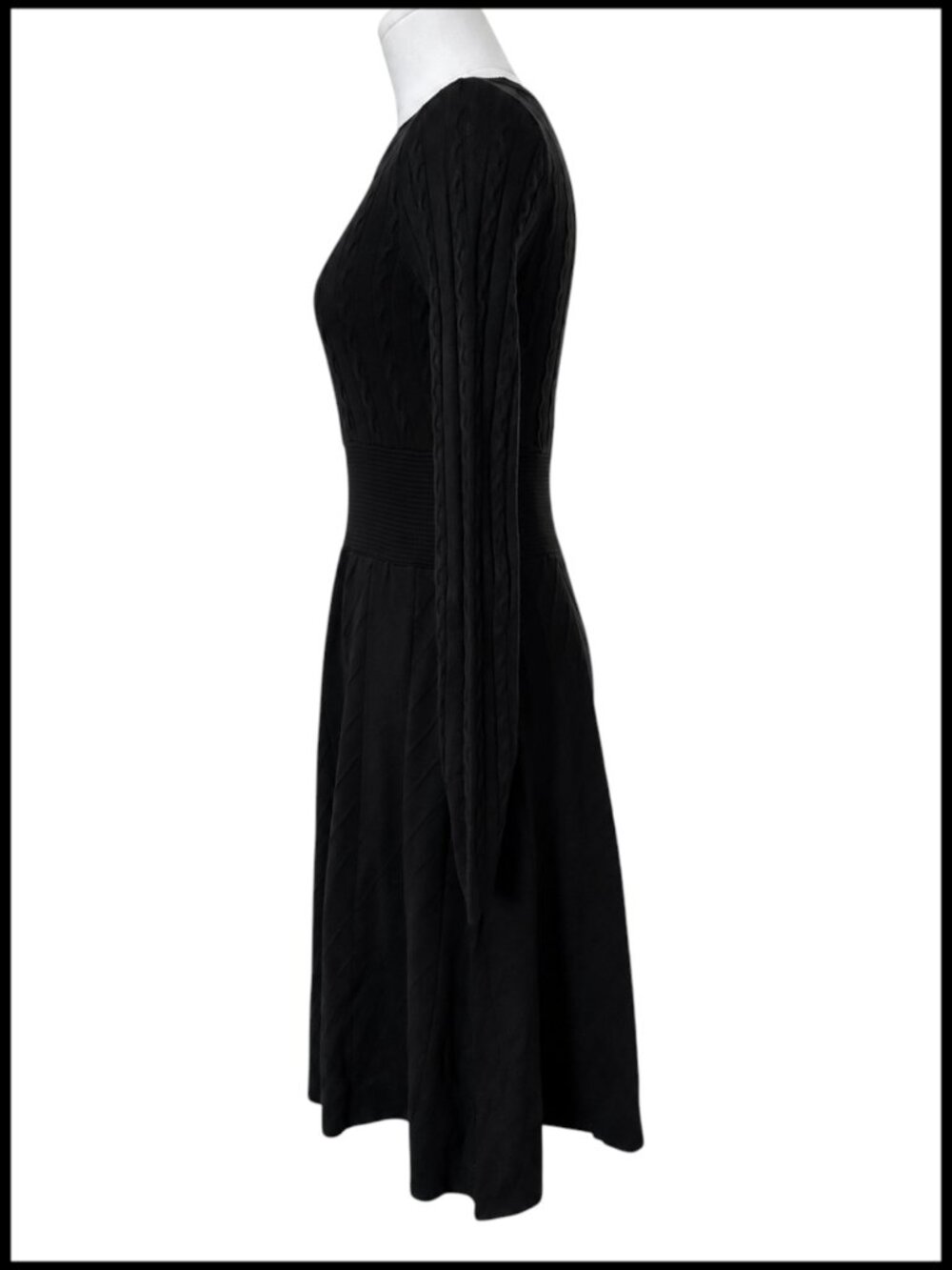 Jessica Simpson Black Sweater Dress Cable Knit Fit & Flare S - Picture 6 of 8